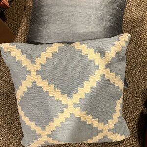 Decorative Blue and Cream Geometric Throw Pillow